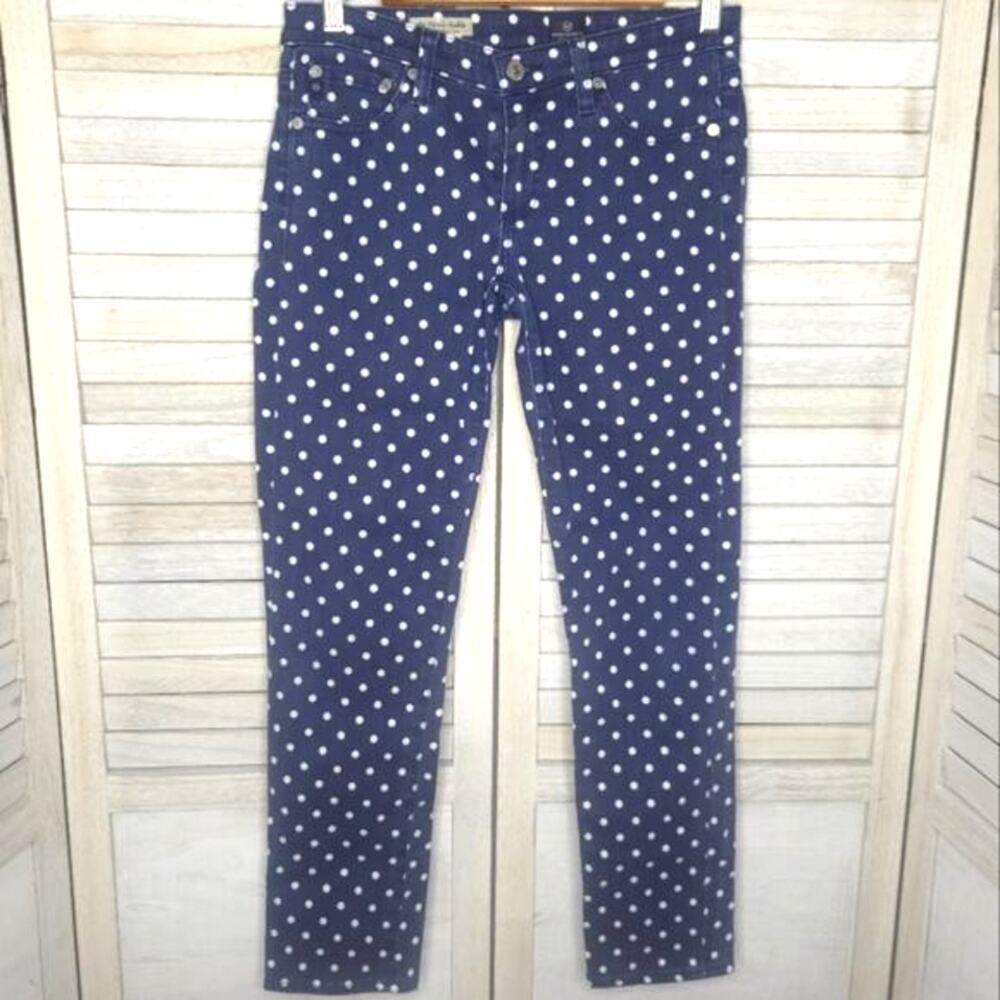 Adriano Goldschmied The Stevie Ankle Polka Dot Navy Blue 27 AG